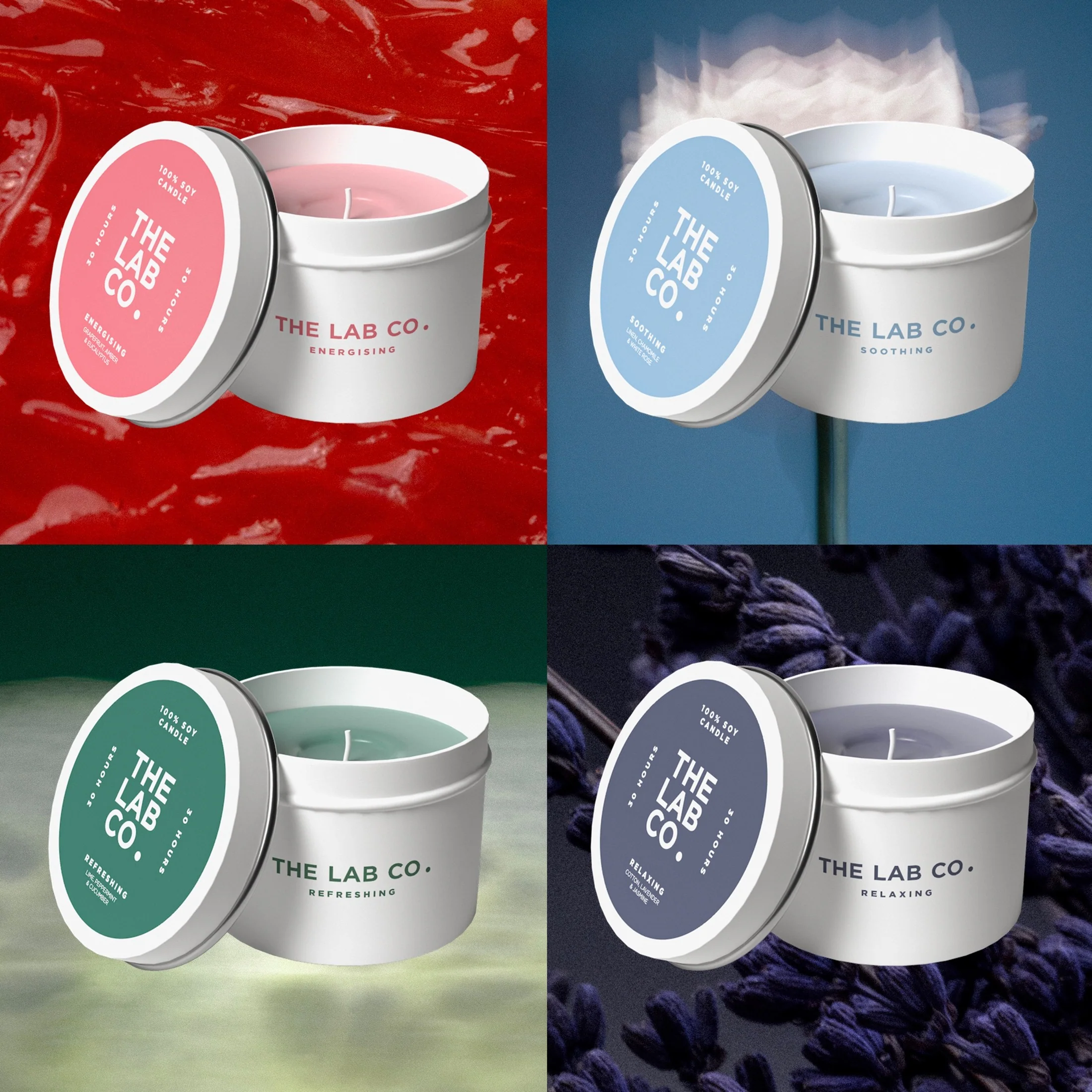 The Candle Collection - 4 x 30hr Scented Candles